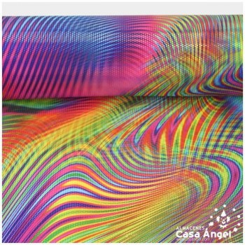 LYCRA MULTICOLOR CON ESTAMPADO DE CURVAS Y LENTEJUELAS DE FOIL 145cm