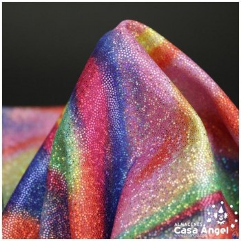 LYCRA ESTAMPADA DE CURVAS Y CHISPAS DE FOIL SERIE MACEDONIA ROYAL 150cm