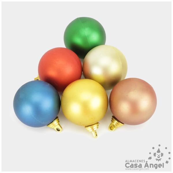 BOLAS PLÁSTICO COLORES MATE 5cm SET DE 6 UNIDADES