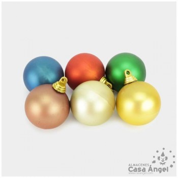 BOLAS PLÁSTICO COLORES MATE 5cm SET DE 6 UNIDADES