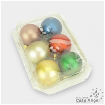 BOLAS PLÁSTICO COLORES MATE 5cm SET DE 6 UNIDADES