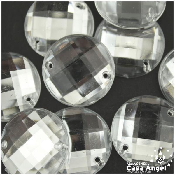 PIEDRA ACRÍLICA CÍRCULO TRANSPARENTE 22mm BOLSA 10uds