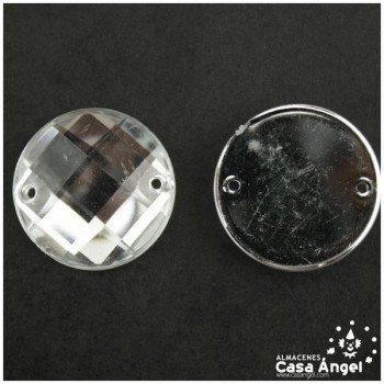 PIEDRA ACRÍLICA CÍRCULO TRANSPARENTE 22mm BOLSA 10uds