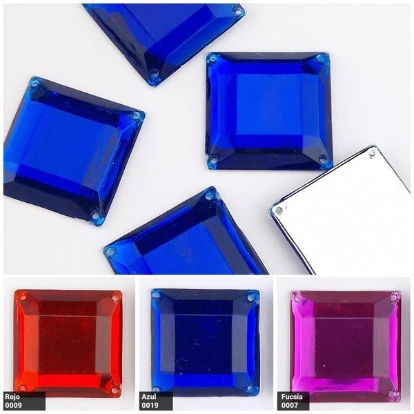 PIEDRAS ACRÍLICAS CUADRADAS 25X25mm BOLSA 5uds