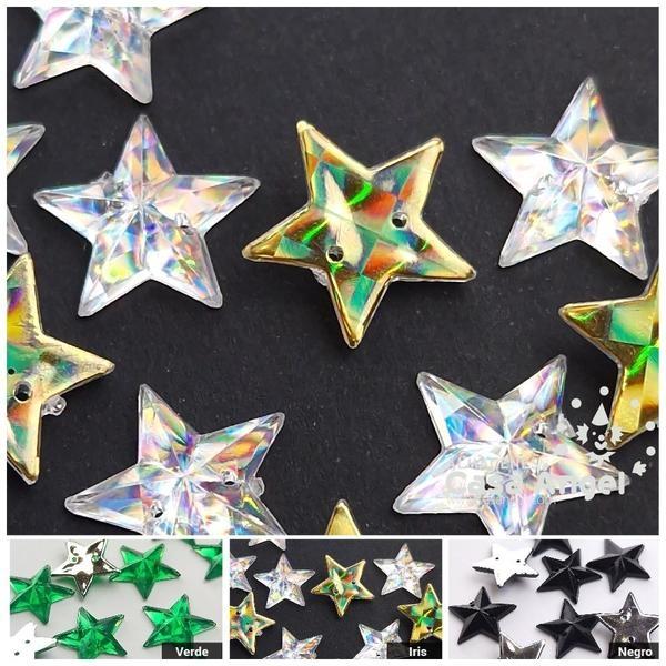 PIEDRA ACRÍLICA ESTRELLA 15mm BOLSA 10uds