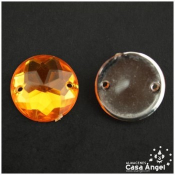 PIEDRA ACRÍLICA CÍRCULO ORO ÁMBAR 16mm BOLSA 10uds