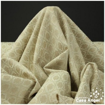 DAMASCO TAPICERO BEIGE CON PATRÓN DE ÓVALOS 140cm
