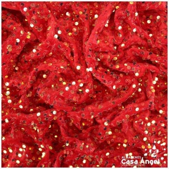 MARTELÉ ROJO CON LENTEJUELA BORDADA SERIE ANDRÓMEDA 145cm
