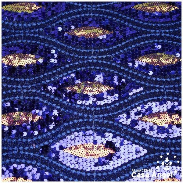 PUNTO LAMÉ AZUL CON ONDAS DE LENTEJUELAS SERIE KANIBARU 150cm