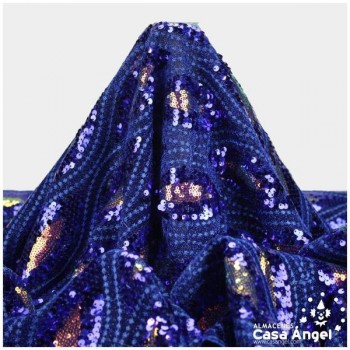 PUNTO LAMÉ AZUL CON ONDAS DE LENTEJUELAS SERIE KANIBARU 150cm