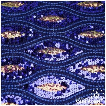 PUNTO LAMÉ AZUL CON ONDAS DE LENTEJUELAS SERIE KANIBARU 150cm