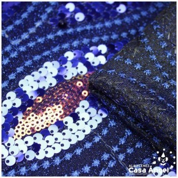 PUNTO LAMÉ AZUL CON ONDAS DE LENTEJUELAS SERIE KANIBARU 150cm