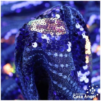 PUNTO LAMÉ AZUL CON ONDAS DE LENTEJUELAS SERIE KANIBARU 150cm