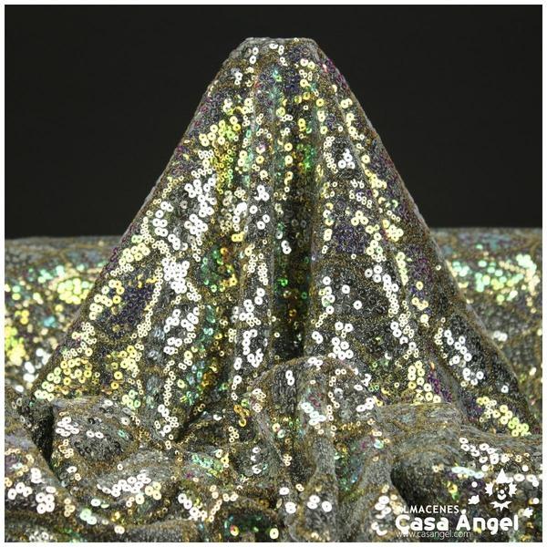 PUNTO LAMÉ PLATA CON PATRÓN LENTEJUELAS SERIE SHINZO 150cm