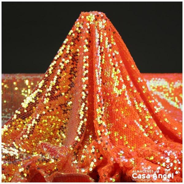 TELA DE LENTEJUELAS REVERSIBLES NARANJA Y ORO SERIE SUNRISE 140cm