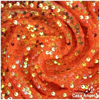 TELA DE LENTEJUELAS REVERSIBLES NARANJA Y ORO SERIE SUNRISE 140cm