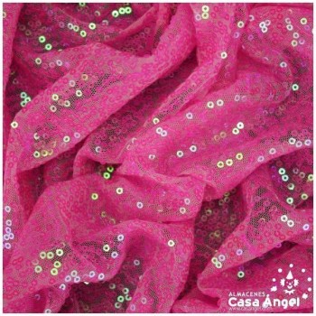 TELA DE LENTEJUELAS ROSA NÁCAR BORDADAS SOBRE TUL 150cm