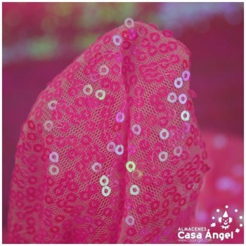 TELA DE LENTEJUELAS ROSA NÁCAR BORDADAS SOBRE TUL 150cm