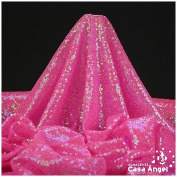 TELA DE LENTEJUELAS ROSA NÁCAR BORDADAS SOBRE TUL 150cm