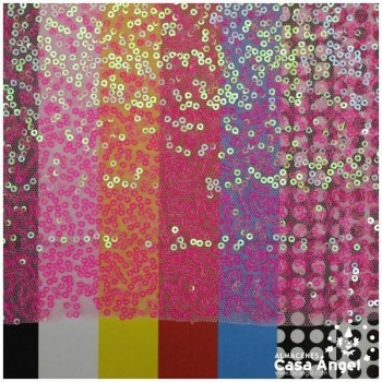 TELA DE LENTEJUELAS ROSA NÁCAR BORDADAS SOBRE TUL 150cm