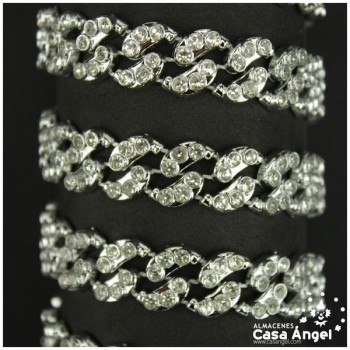 PASAMANERÍA DE BRILLANTES CON SOPORTE DE PVC PLATEADO 13mm