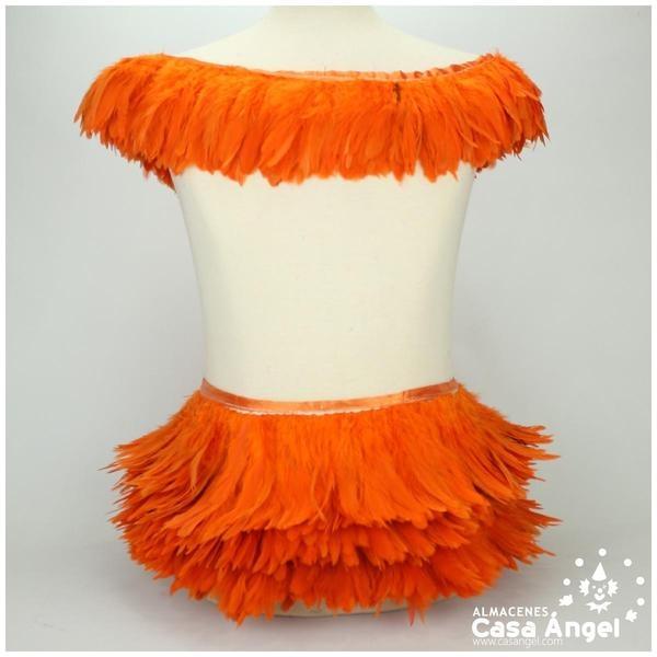 FLECO DE PLUMAS DE GALLO EXTRA NARANJA 10cm