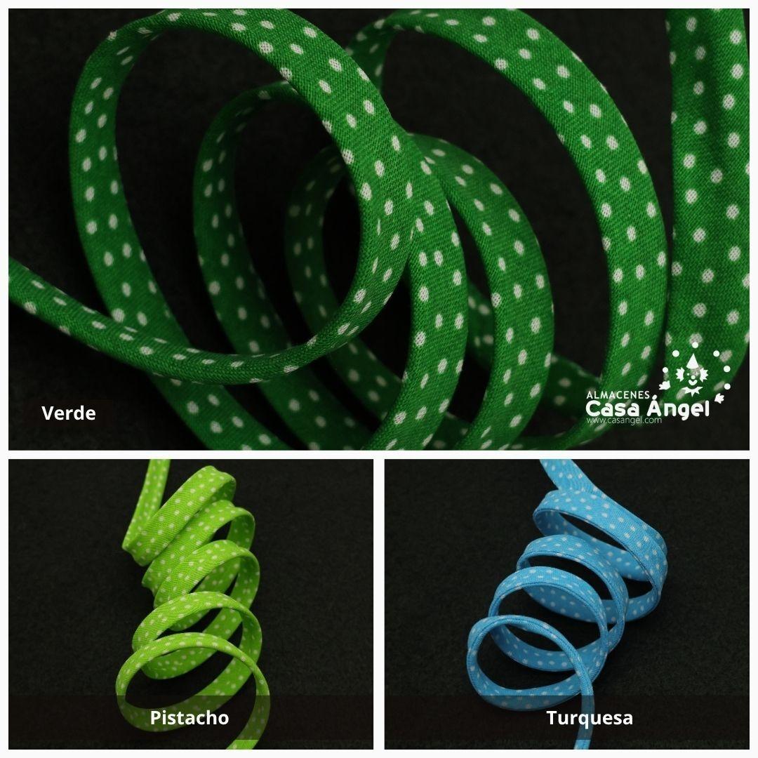 CINTA VIVO DE LUNARES PISTACHO TURQUESA Y VERDE 10mm