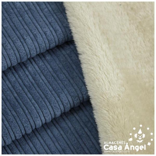 TELA DE PANA REVERSIBLE AZUL ACANALADA Y CORALINA 150cm