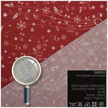 ALGODÓN PERCAL HIDROFUGADO Y SANFORIZADO 150cm CHRISTMASK RED