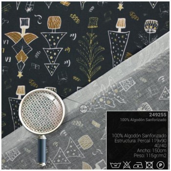 ALGODÓN PERCAL HIDROFUGADO Y SANFORIZADO 150cm ÁRBOLES DE NAVIDAD