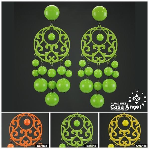 PENDIENTES ACETATO FORMA CIRCULAR CON PIEDRAS COLGANTES ADULTO