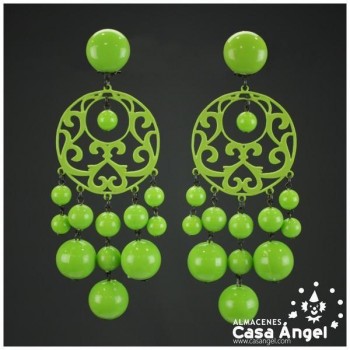PENDIENTES ACETATO FORMA CIRCULAR CON PIEDRAS COLGANTES ADULTO