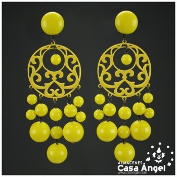 PENDIENTES ACETATO FORMA CIRCULAR CON PIEDRAS COLGANTES ADULTO