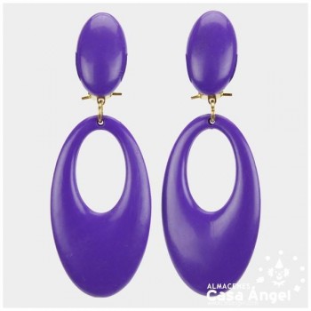 PENDIENTES DE COLORES LISOS PARA FLAMENCA ADULTO 77X28mm