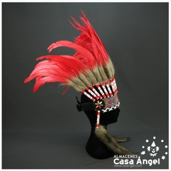 PENACHO GRAN JEFE INDIO COLOR ROJO
