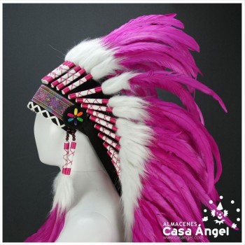 PENACHO GIGANTE GRAN JEFE INDIO COLOR FUCSIA