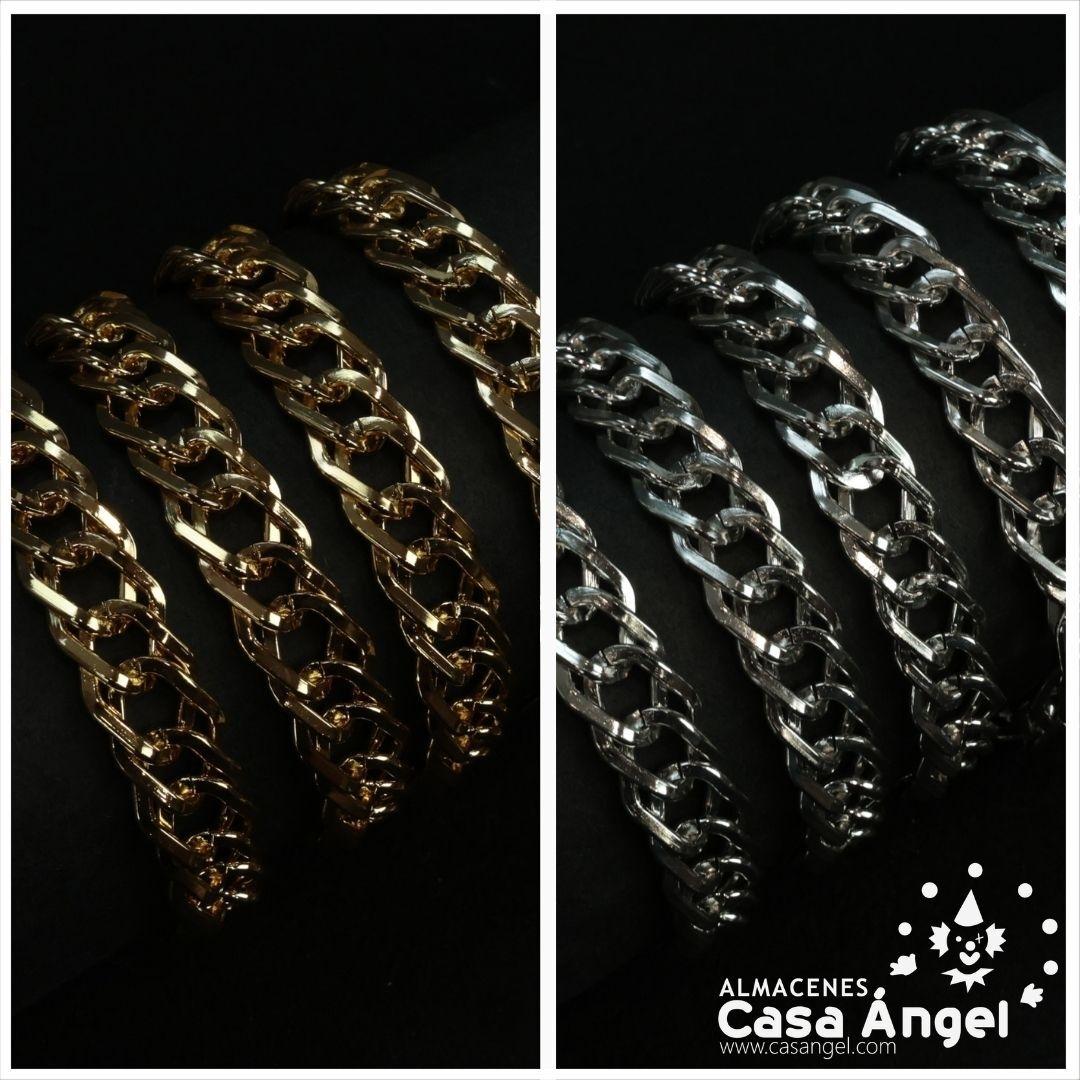 CADENA DE ALUMINIO COLORES ORO Y PLATA 20mm