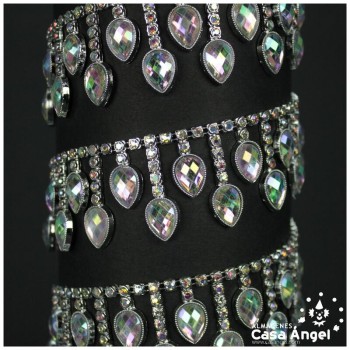 PASAMANERÍA FLECO DE PVC METALIZADO CON STRASS 37mm