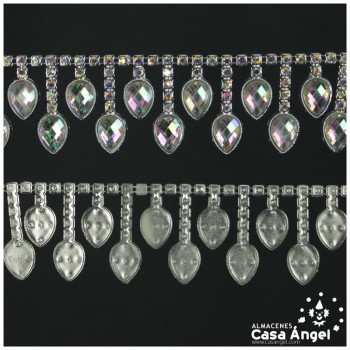PASAMANERÍA FLECO DE PVC METALIZADO CON STRASS 37mm