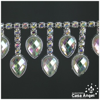 PASAMANERÍA FLECO DE PVC METALIZADO CON STRASS 37mm