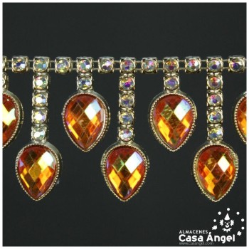PASAMANERÍA FLECO DE PVC METALIZADO CON STRASS 37mm