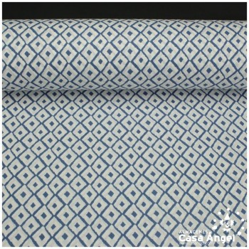TEJIDO DE SÁBANA CON ESTAMPADO DE ROMBOS AZULES 280cm