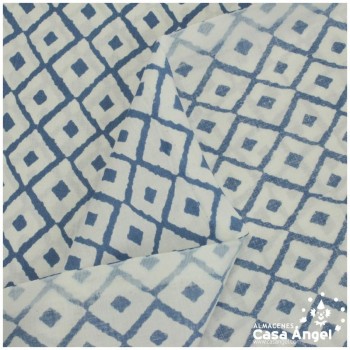 TEJIDO DE SÁBANA CON ESTAMPADO DE ROMBOS AZULES 280cm