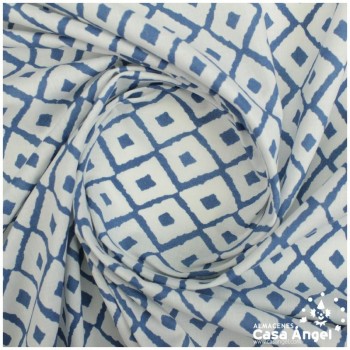 TEJIDO DE SÁBANA CON ESTAMPADO DE ROMBOS AZULES 280cm