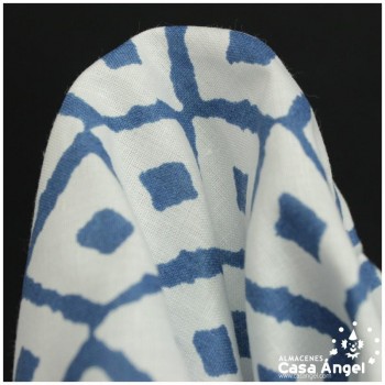TEJIDO DE SÁBANA CON ESTAMPADO DE ROMBOS AZULES 280cm