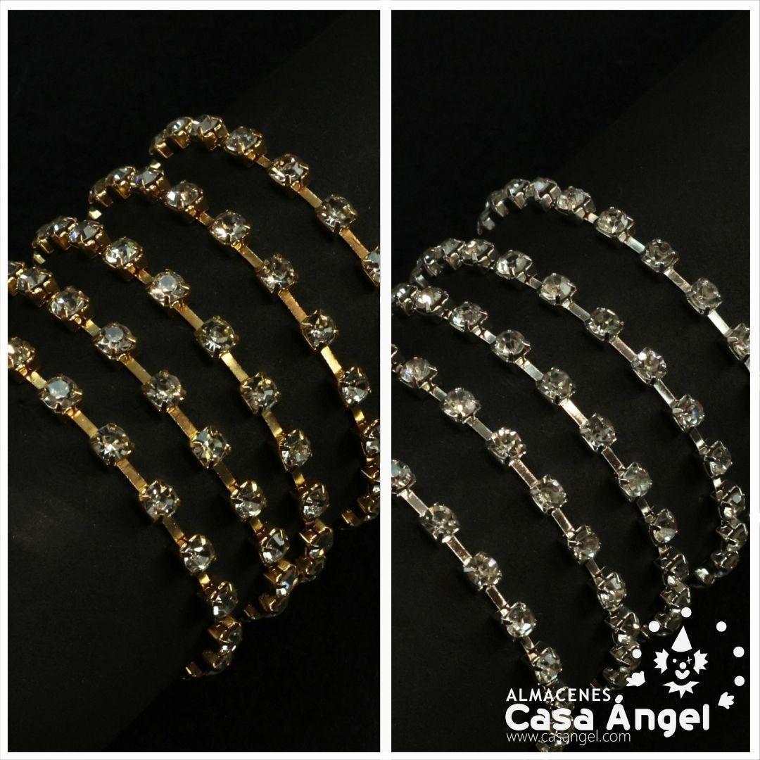 CADENA SÍMIL STRASS PLATA Y ORO 17mm