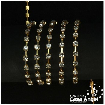 CADENA SÍMIL STRASS PLATA Y ORO 17mm