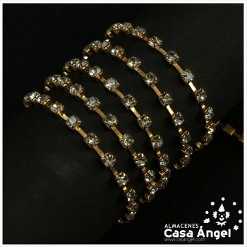 CADENA SÍMIL STRASS PLATA Y ORO 17mm