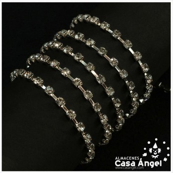 CADENA SÍMIL STRASS PLATA Y ORO 17mm