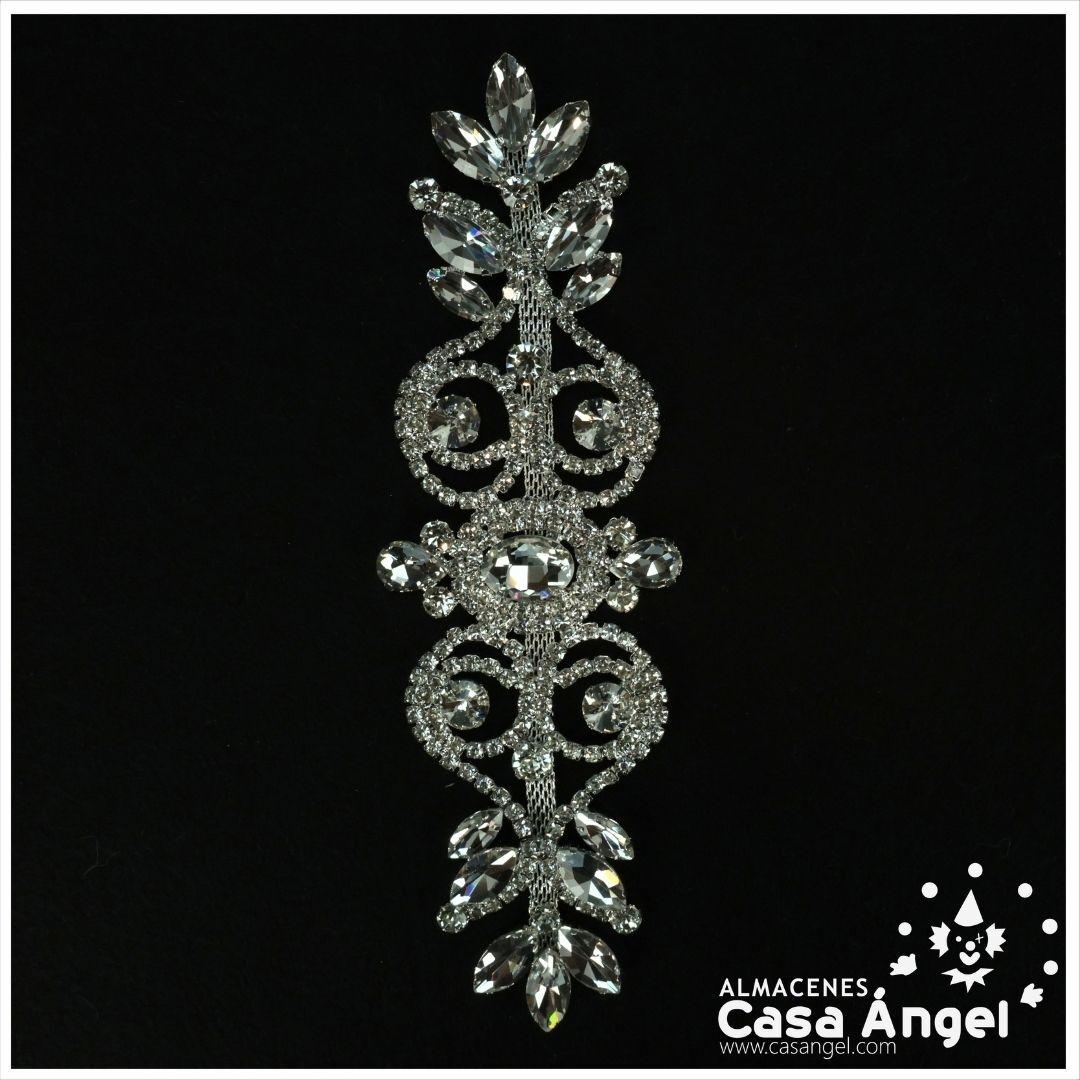APLIQUE DECORATIVO DE CRISTALES FLORAL 9X6cm